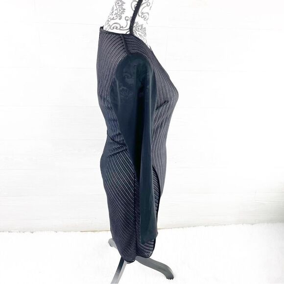 Reiss Chloe Sheer Sleeve Striped Lace Fitted Dress - Picture 5 of 10